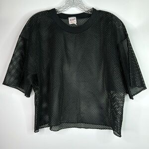 Vintage Indy Knit Mesh Goth Short Sleeve Cropped Shirt L/XL